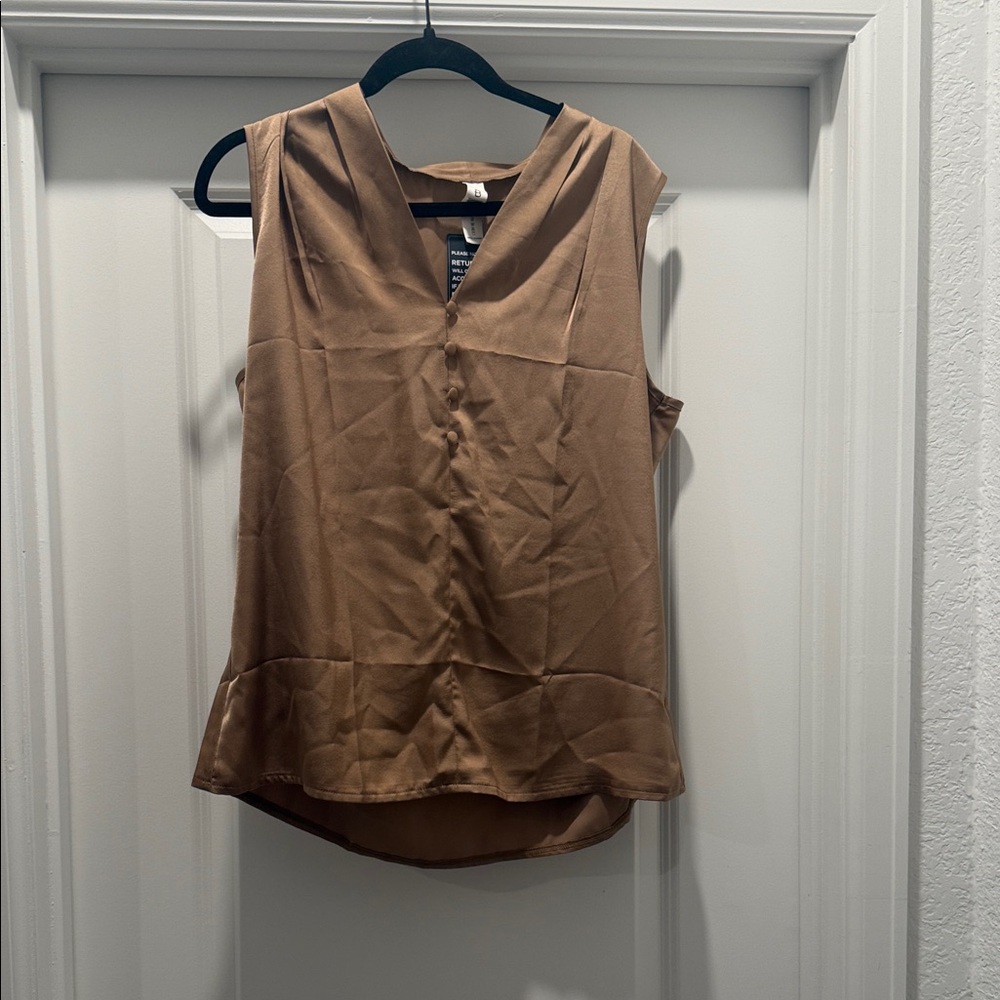 Elegant Sleeveless Brown Blouse